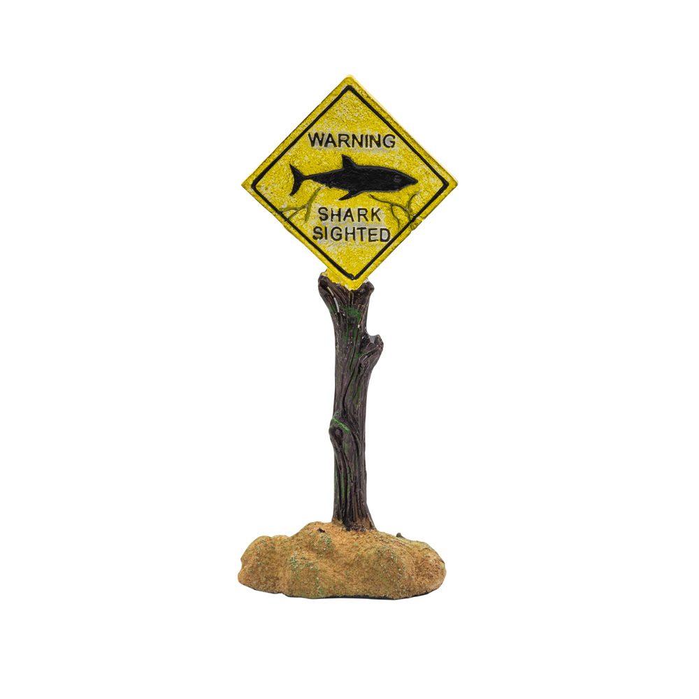 AQ Shark Warning Sign 6.5x4.5x16cm 1DA360