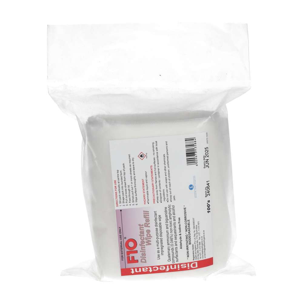 F10 Disinfectant Wipes (Refil Pack 100)