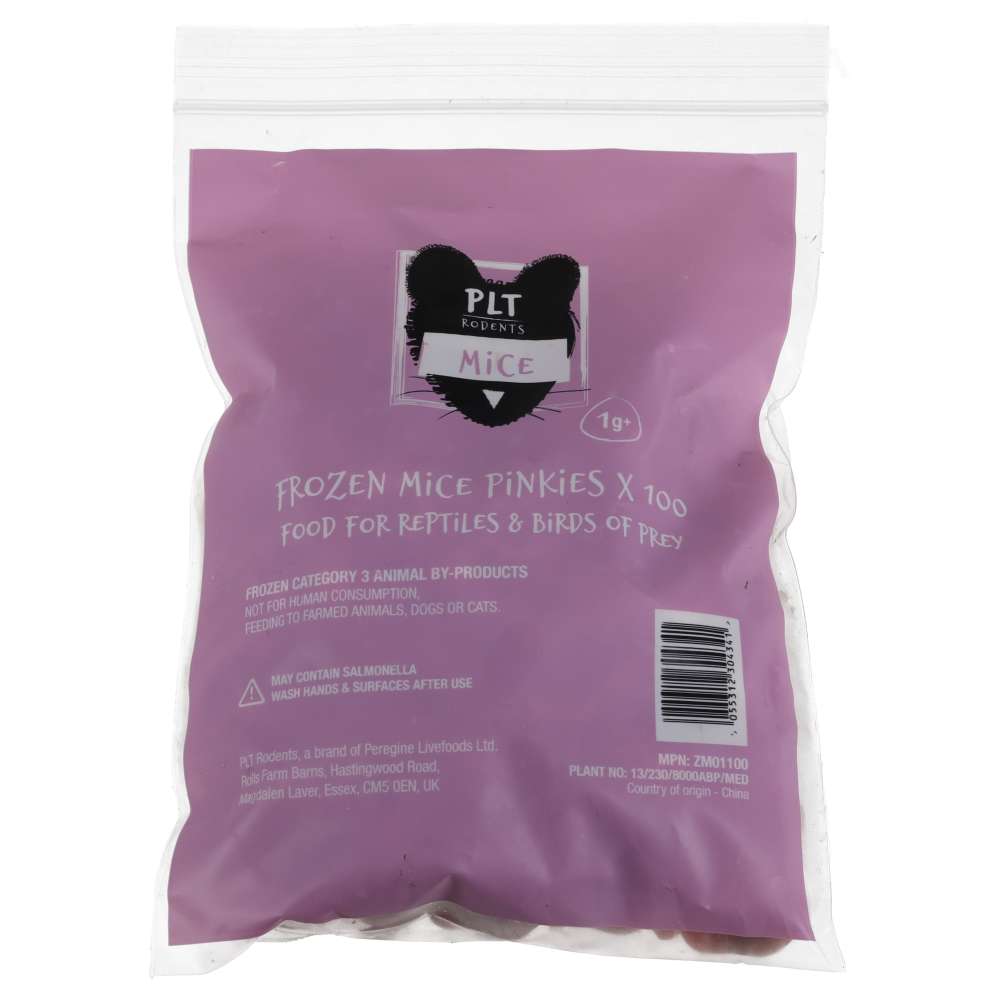 PLT Frozen Mice Pinkies 1g+ 100 Pack