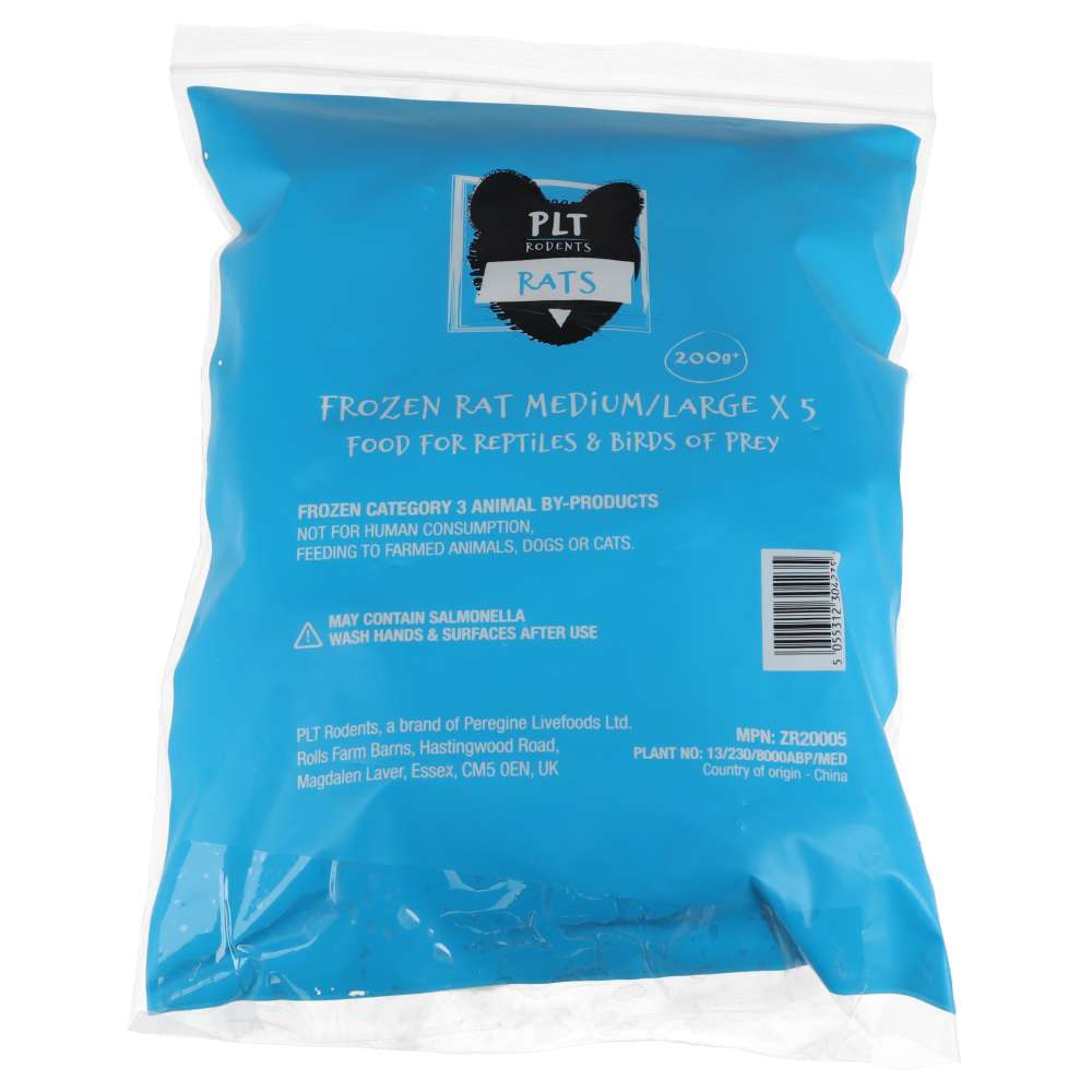 PLT Frozen Rat Medium/Large 200g+ 5 Pack PLT Frozen Rat Medium/Large 200g+ 5 Pack